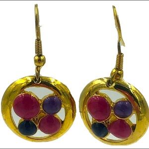 EB Edgar Berebi Enamel Gold Tone Hook Earrings